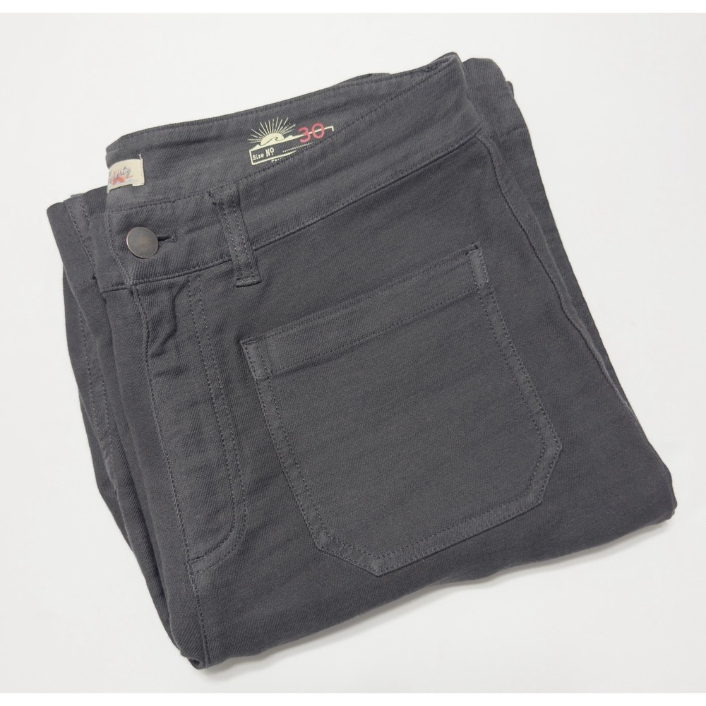 Faherty Women's Stretch Terry Patch Pockets Wide Leg Pants Sz 30 Washed Black